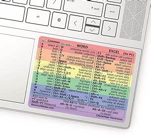Synerlogic Word/Excel Windows Shortcut Sticker | Reference Guide Keyboard Shortcuts | Work from Home Essentials | Excel Shortcuts Cheat Sheet Laminated Vinyl (Rainbow/Small)