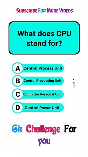 what does CPU stand for? | #techquiz #gktechinfo #gkenglish #generalknoledgegkq #tech #techstudents