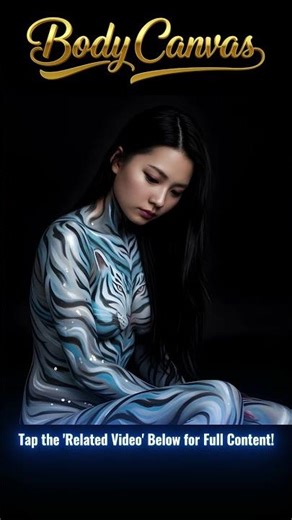 【BodyCanvas】Tiger Soul's Stillness | White Tiger Body Paint Art #bodycanvas #bodypainting #shorts
