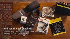 Donner DST-100R Solid Body 39 Inch Full Size Electric Guitar Kit , Beginner Starter, with Amplifier, Bag, Capo, Strap, String, Tuner, Cable, Picks - Walmart.com