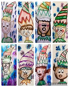 Elf Guided Drawing using markers to paint, Christmas art