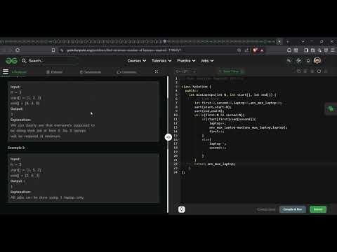 Minimum Number of Laptops Required | GFG Solution in C++ | Greedy + Sorting | Medium Problem