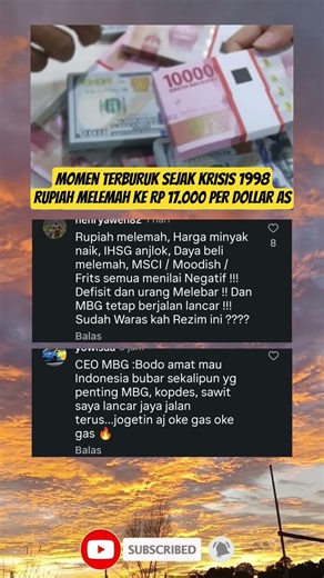 Momen TERBURUK SEJAK KRISIS 1998, RUPIAH MELEMAH KE RP 17.000 PER DOLLAR AS