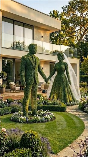 They Turned Bushes Into Giant Living Sculptures… Backyard Transformation! 😲 #topiary #satisfying