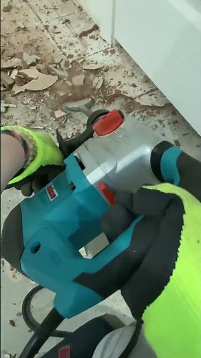 How to Remove Ceramic Tile From Cement Floor 😎Eneacro Rotary Hammer Drill #diy #tileremoval