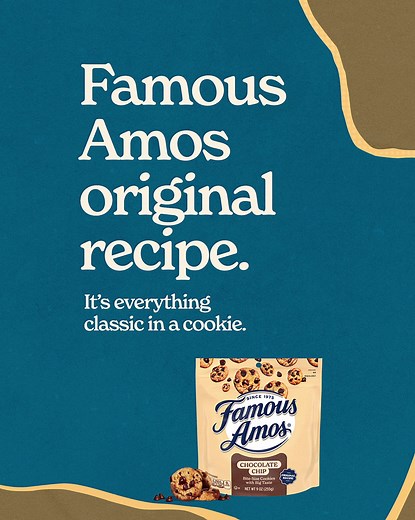 Famous Amos Chocolate Chip Cookies. Semi-sweet chocolate chips. A satisfying crunch. The original recipe you know and love is in stores now. | Famous Amos Cookies