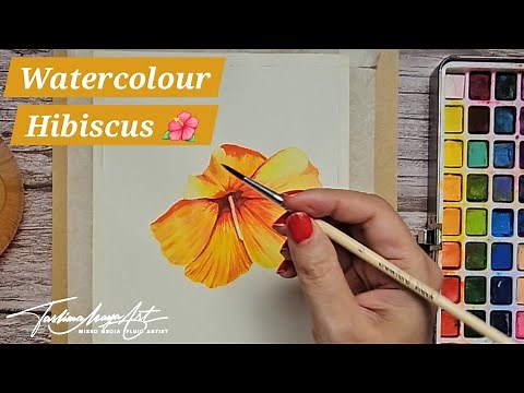203. Beginner Watercolour Tutorial: Step-by-Step Hawaiian Hibiscus Flower Painting | Easy Guide 🌺