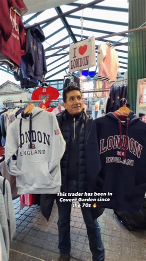 More than just a shopping destination — Jubilee Market is a community of traders who’ve worked tirelessly to preserve Covent Garden’s market heritage since its inception in 1975. Metin has been trading in Covent Garden since 1978. 🔥 Find the best quality souvenir hoodies, jumpers and band t shirts at his stall My London Fashion. (Not to mention the decades of knowledge and stories to match 🤝) | Jubilee Market, Covent Garden