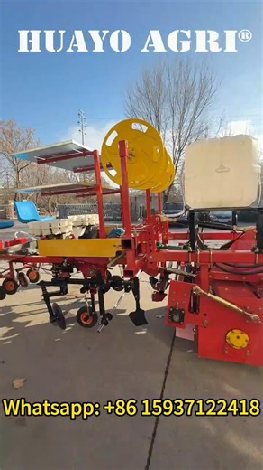 Two Row Cabbage Seedling Transplanter driven by tractor Combined Fertilizer, Rotary Cultivator