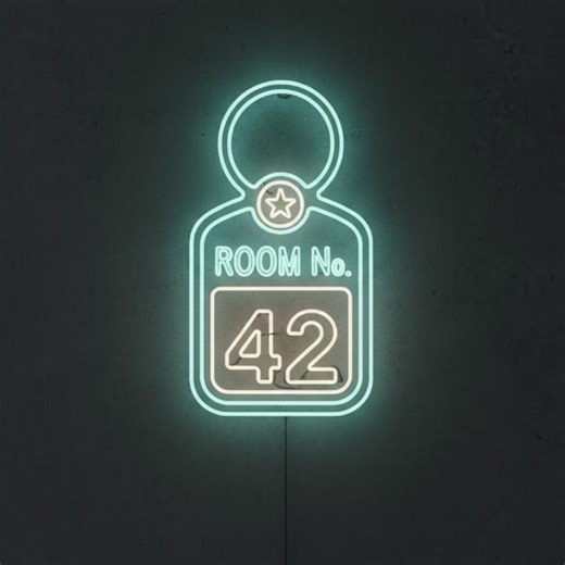 Retro Motel Key Neon Sign, Room 42 LED Light, Vintage Hotel Decor, Custom Wall Art, Man Cave Sign, Cool Entryway Light, Unique Gift - Etsy