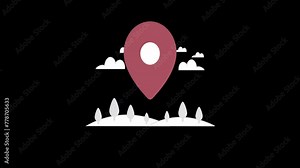 Location pin collection. Pointer map. Location mark icons. Pin vector icons, isolated. Vector illustration video animation footage 4k. Transparent background alpha lock. Looping