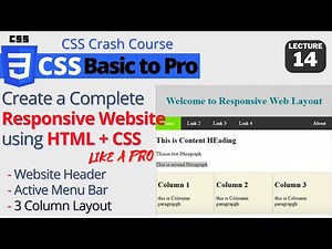 Responsive Website tutorial using HTML+CSS with 3 columns layout and Navbar | CSS Crash Course #14