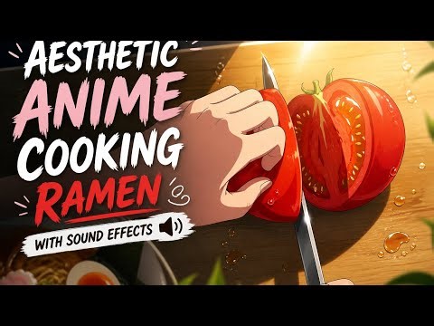 Aesthetic Anime Cooking Ramen with Sound Effects | Relaxing Food ASMR