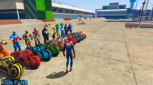 Spiderman Motorcycles Mega Ramp Challenge at the Airport!