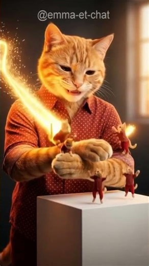 B le chat orange et ses mini chats, un moment magique !