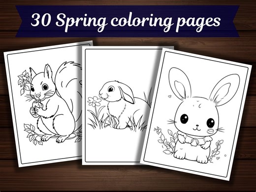 30 Spring coloring pages for kids,toddlers and preschool learners,printable(PDF),Easter coloring