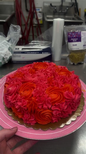 this cake keeps flying off the shelf every time i make it 🩷🧡 so beautiful though! #cakeinspo #cake #pink #cakedecorating #spring