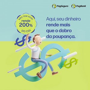 2.6K views · 62 reactions | O PagBank é a sua melhor opção para tudo, inclusive, na hora de fazer o seu dinheiro render! Só o banco completo e grátis tem CDB que rende 200% do CDI com liquidez diária! Isso é mais que o dobro da poupança! Comece a aplicar no PagBank, é rápido, prático e seguro. Baixe já o super app. https://bit.ly/3stwLHQ | PagBank | Facebook