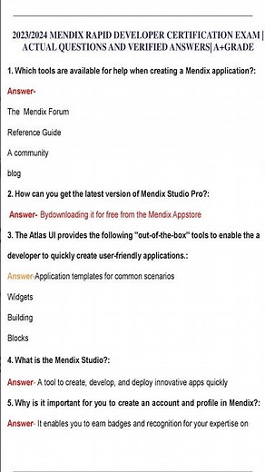 2025 MENDIX RAPID DEVELOPER CERTIFICATION EXAM ACTUAL QUESTIONS AND VERIFIED ANSWERS AGRADE