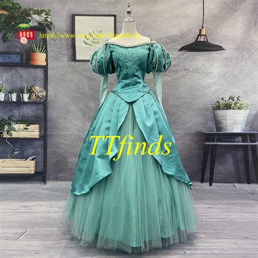 Princess Ariel Dress the Little Mermaid Ariel Skirt Green Pink Cosplay Costume Adult Woman Girls Luxury - Etsy