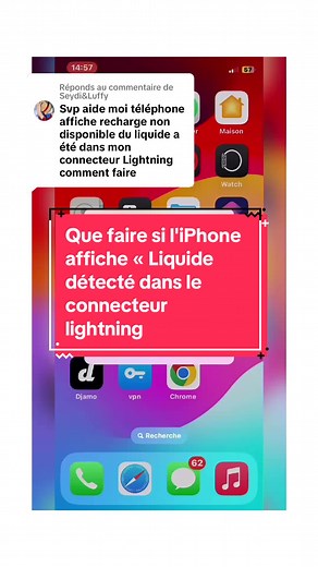 Que faire si l'iPhone affiche « Liquide détecté dans le connecteur lightning