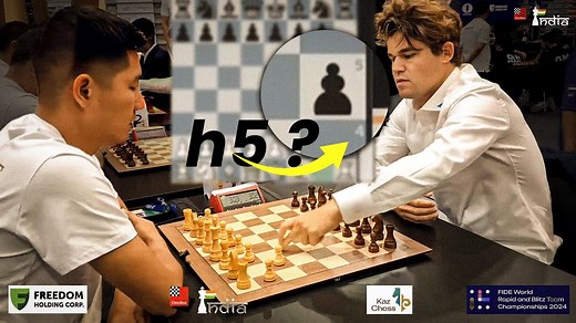 42K views · 472 reactions | In an exciting encounter at the World Blitz Team Championship 2024, Magnus Carlsen, representing the WR Team, stunned the audience with an unconventional opening move, 1...h5!!, against Tologon Tegin, Semetei from the Kyrgyz Chess Academy. The bold and unexpected move set the tone for a thrilling match, showcasing Carlsen's creativity and deep understanding of the game. | ChessBase India | Facebook