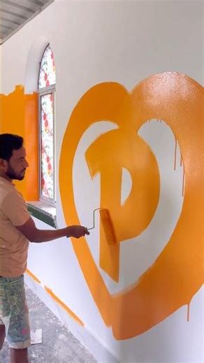 Home 🏡 painting orange color code 2070 #wallpainting #painting #homedecor