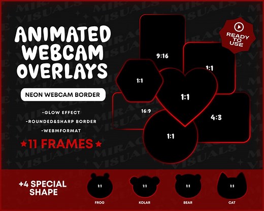 15 Animated Neon Red Webcam Overlay / Twitch Stream Border / Webcam Frame /neon Red/ Overlay / Add-on Stream / - Etsy