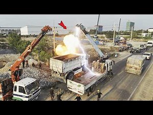 Amazing Truck Collapse Rescue Gone Wrong by 2 Crane Truck 5Ton Crash By Escape Hit From Pass App