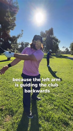 Dave Fink on Instagram: "Your front arm should be straighter and have less tension than your back arm during the golf swing. Excessive tension in your back arm can lead to rerouting the club over the top. You might think you’re keeping it on plane; but the tension ruins your clubhead release and ability to hit from the inside. #golftips #golf"