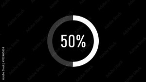 Circle loading animation. Process loading bar, gradient color rotating ring spinning with 0 to 100 %.