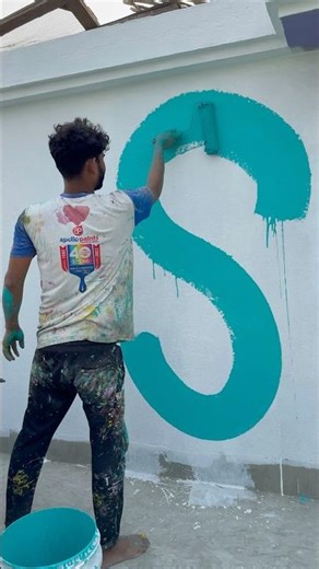 Wall painting green colour fast cort outside 🏡 #wallpaiting #art