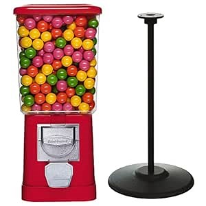 Gumball Machine with Stand - Red Home Vending Machine Bundle with 5 Lb Gumballs - Bubble Gum Machine for Kids - Coin Gumball Machine - Commercial Gumball Capsule Bouncy Ball Machine