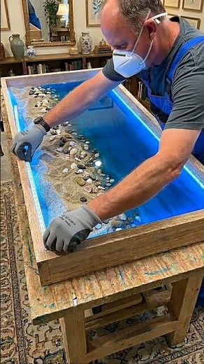 Making the Ultimate Ocean Epoxy Table From Scratch! 🌊💎 #shorts #OceanTable #ResinArt #Woodworking