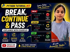 Python Break Continue Pass Explained Simply | Python for Beginners