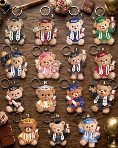 Custom Graduation Keychain 2026, Personalized Teddy Bear Gift for Graduate, Class of 2026 Keepsake, Senior Graduation Gift - Etsy