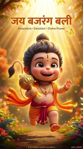 🚩 Bal Hanuman Running Through Jungle 🌺 Divine 3D Devotional Animation 🙏 #JaiBajrangBali