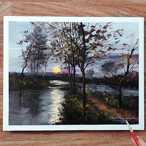 New acrylic landscape painting 🎨😍 | Hamlet Shougrakpam Art