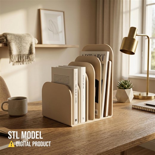 Book Stand STL, Desktop Tags Organizer, 3D Print Stepped File Holder, Minimalist Bookshelf Decor, Office Paper Sorter, Digital STL Model - Etsy