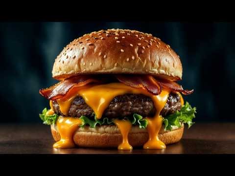🤤 Giant Cheeseburger ASMR 🍔 Juicy & Crunchy Eating Sounds