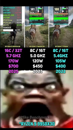 RYZEN 9 9950X3D vs RYZEN 7 7800X3D vs RYZEN 7 7700X | Test in 6 Games