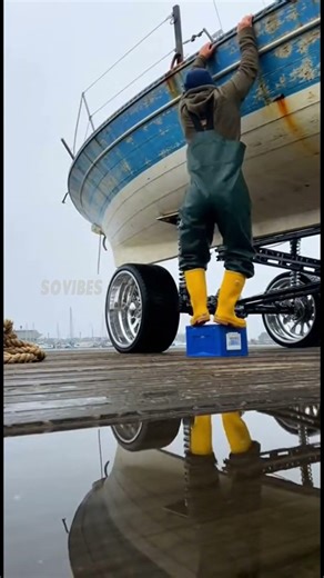 Boarding Boat on Custom Lowrider Trailer