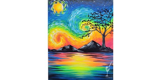 Neon Starry Night - Paint and Sip in Houston | Classpop!™