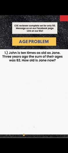 Master Age Problem Solving in Civil Service Exam | Free Reviewer