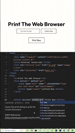 window.print() JavaScript Method
