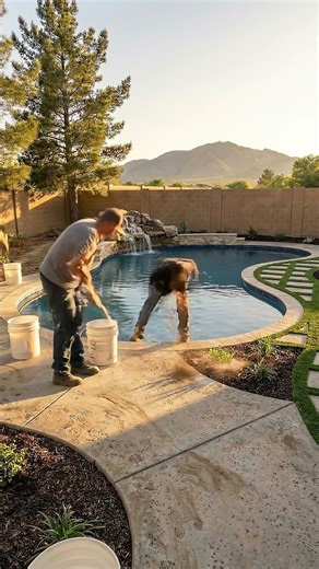 Backyard Pool Build Time Lapse (Start to Finish) | Rock Waterfall + Clean Concrete Deck