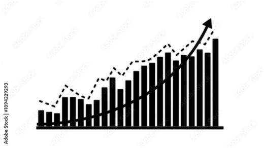 Business growth graph concept in allusive graph chart showing marketing sales profit increasing to future target . Excellent financial status of corporate business rise up ...