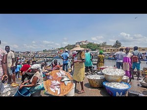 FRESH FISH MARKET IN GHANA ELMINA, AFRICA
