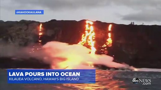 Lava Flows Into Ocean Near Hawaii