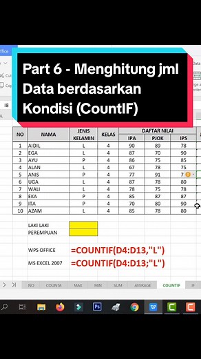 Menghitung jumlah Data menggunakan COUNTIF di excel #wpsoffice #excel